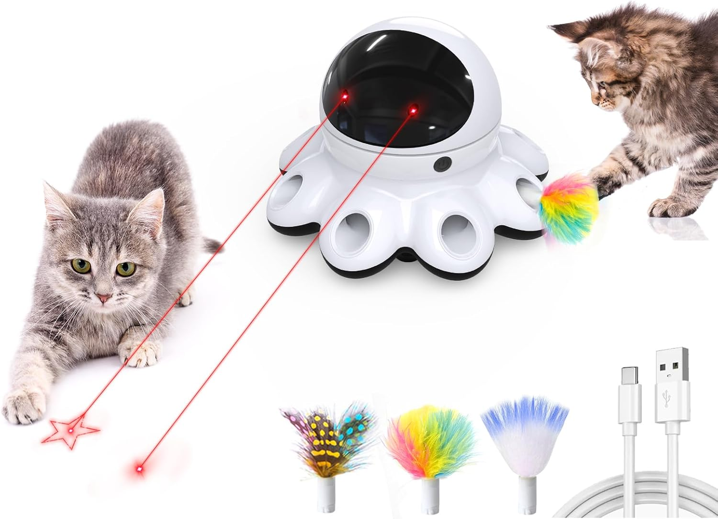 Automatic Cat Laser Toy β 3 Speed Modes & USB Rechargeable